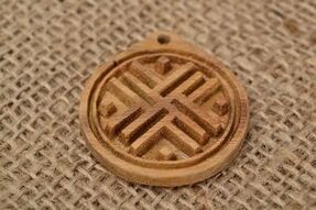 Good luck talisman made of wood and burlap
