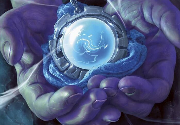 magic amulet in hand and charging